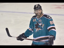 Brent Burns with the half caveman