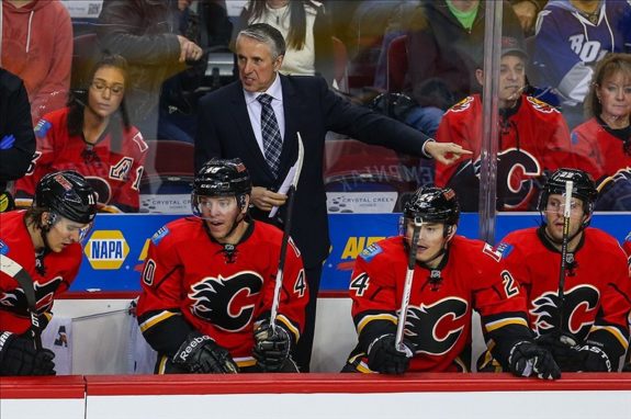 Bob Hartley's Flames were eliminated from playoff contention on Wednesday night. (Sergei Belski-USA TODAY Sports)