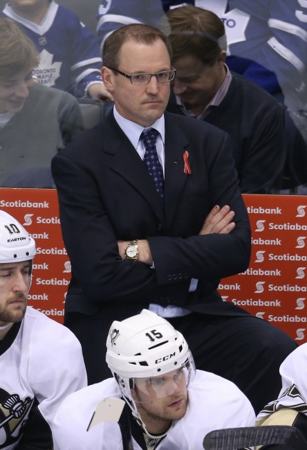 Dan Bylsma needs to find a sixth defenseman who is not a liability in the playoffs.(Tom Szczerbowski-USA TODAY Sports)