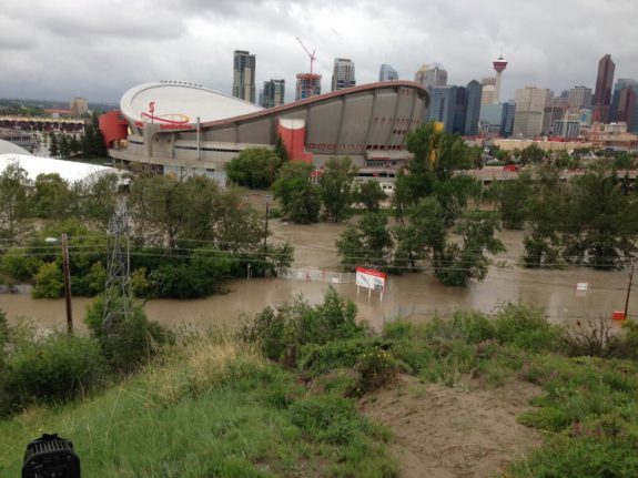 Flooding of Stampede Park in Calgary, Alberta as of June 21, 2013. Photo courtesy @GlobalCalgary.