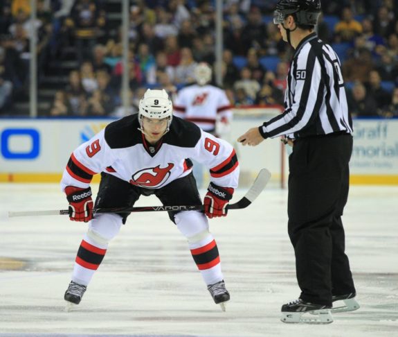 Jacob Josefson gets ready to take a face-off on the road, where he has to put his stick down first. (Kevin Hoffman-USA TODAY Sports)