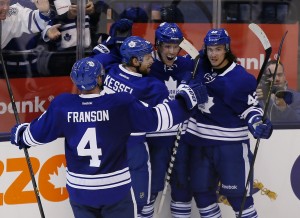 Phil Kessel and Tyler Bozak celebrating goals together has become common in Toronto (John E. Sokolowski-USA TODAY Sports)