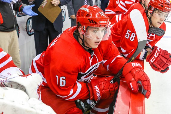 Carolina Hurricanes center Elias Lindholm (16)  Photo Credit:  Andy Martin Jr