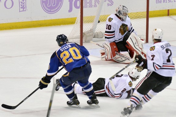 Alex Steen's two-way play will be key vs the Wild.  (Jasen Vinlove-USA TODAY Sports)