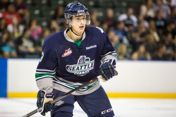 Seattle's rookie phenom Mathew Barzal has the T-Birds flying (photo Christopher Mast)