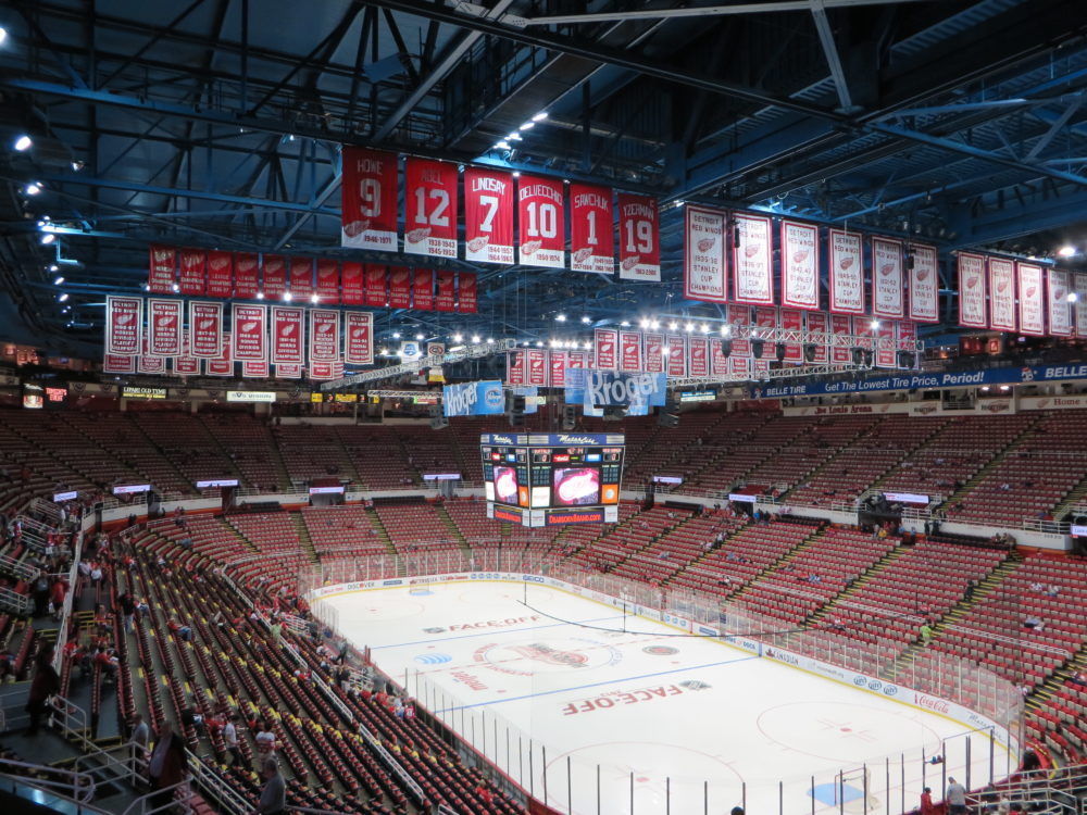 Inside Joe Louis Arena from where the ice would be in 2018 when you could  purchase seats : r/Detroit