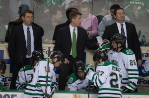 UND head coach Dave Hakstol, Eric Classen, UIND Sports