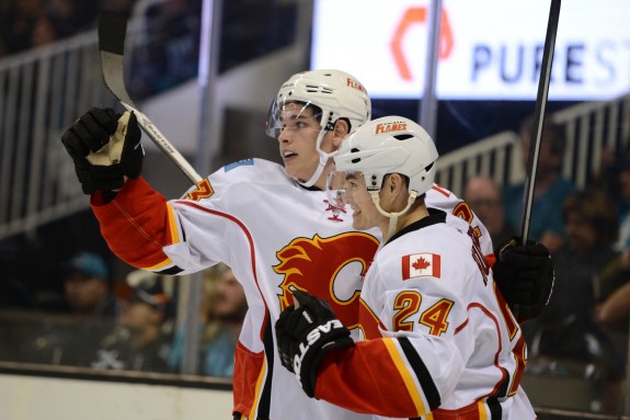 Sean Monahan and Jiri Hudler (Kyle Terada-USA TODAY Sports)