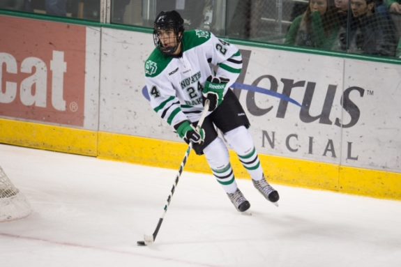 Jordan Schmaltz in his time with UND