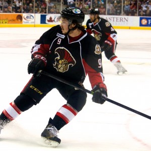 Binghamton Senators Matt Puempel and Michael Sdao. (Annie Erling Gofus/The Hockey Writers)