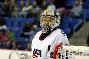 U.S. goaltender Molly Schaus, who made 17 saves in a 4-1 victory. (SaraMelikian/Flickr)