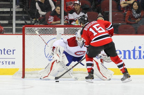 Reid Boucher scores on Peter Budaj in his first NHL shootout attempt. (Ed Mulholland-USA TODAY Sports)