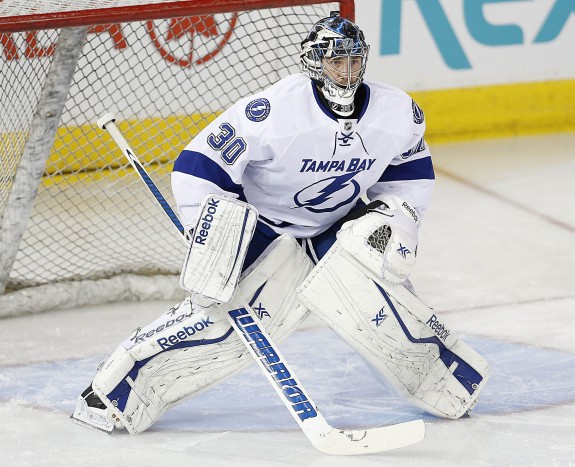 Anders Lindback joined the Crunch on a conditioning stint this weekend. (Perry Nelson-USA TODAY Sports)