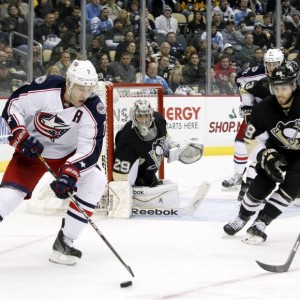 Columbus forecheck (Charles LeClaire-USA TODAY Sports)