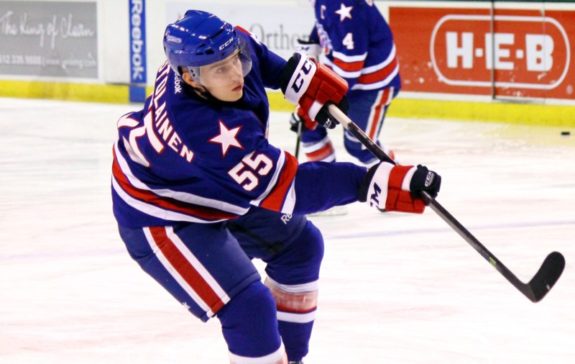 Rasmus Ristolainen warming up for the Rochester Americans