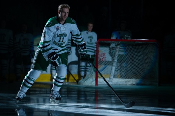 UND forward Derek Rodwell, Eric Classen, UND Athletic