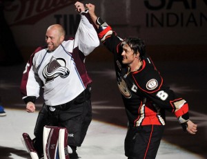 It was a tough goodbye with Teemu Selanne. (Gary A. Vasquez-USA TODAY Sports)