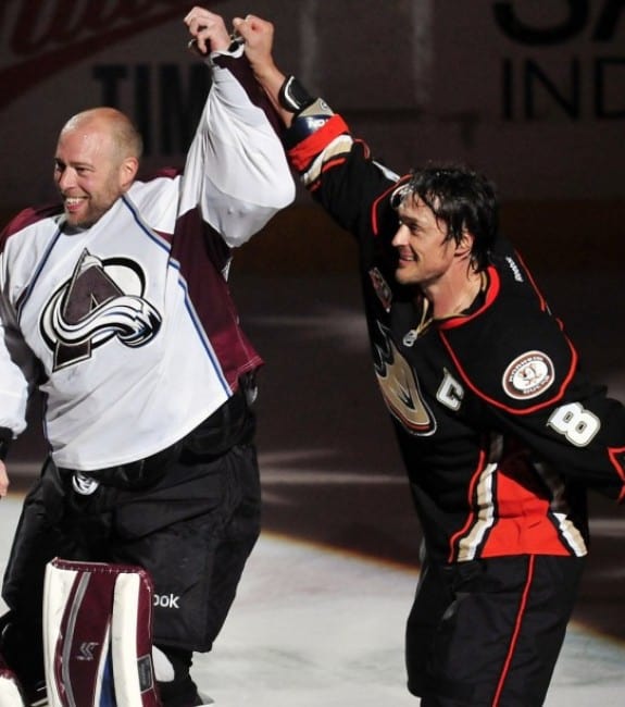 It was a tough goodbye with Teemu Selanne. (Gary A. Vasquez-USA TODAY Sports)