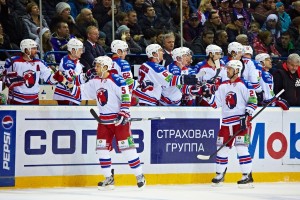 Lev celebrates in Gagarin Cup finals 2014