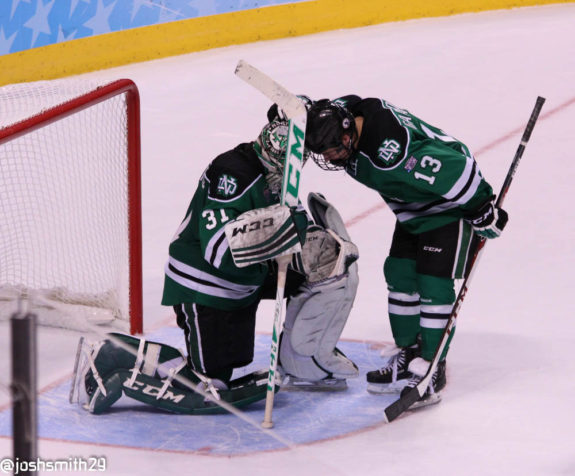 North Dakota loses to Minnesota in the semifinals of the Frozen Four. [photo: Josh Smith