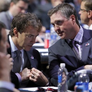 Colorado Avalanche general manager Joe Sakic and head coach (and former Montreal Canadiens franchise goalie) Patrick Roy