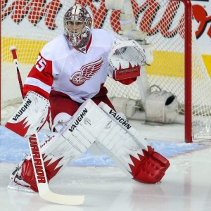 Jimmy Howard split goaltending duties with Mrazek during the 2015-16 regular season. (Sergei Belski-USA TODAY Sports)