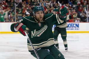 Jason Zucker has been doing a lot of celebrating this month for the Minnesota Wild, scoring four goals throughout November. (Brace Hemmelgarn-USA TODAY Sports)