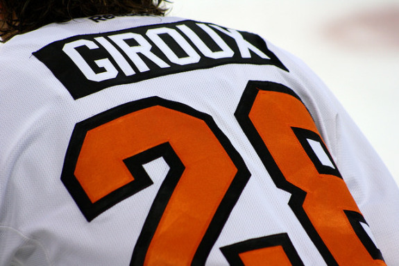 Claude Giroux added two assists in a wild night that featured a Gordy Howe hat trick from R.J. Umberger.