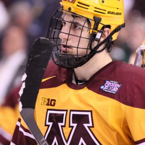 Minnesota Golden Gophers Defenseman Brady Skjei at the 2014 Frozen Four