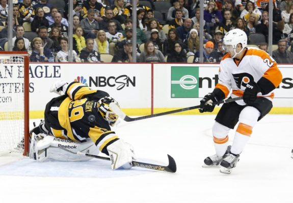 Marc-Andre Fleury, Matt Read, Pittsburgh Penguins, Philadelphia Flyers