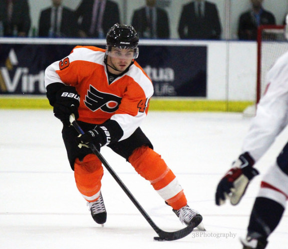 Scott Laughton during the Philadelphia Flyers/Washington Capitals rookie game. [photo: Amy Irvin]