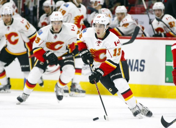 Rookie Johnny Gaudreau has been a big part of the Calgary Flames offence this season. (James Guillory-USA TODAY Sports)