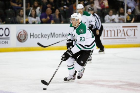 Kevin Connauton as a member of the Dallas Stars. He has flourished ever since Columbus picked up off of waivers from the Stars. Credit: Michael Connell/Texas Stars Hockey