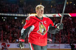 Daniel Alfredsson at his retirement ceremony as a Senator. December 2014