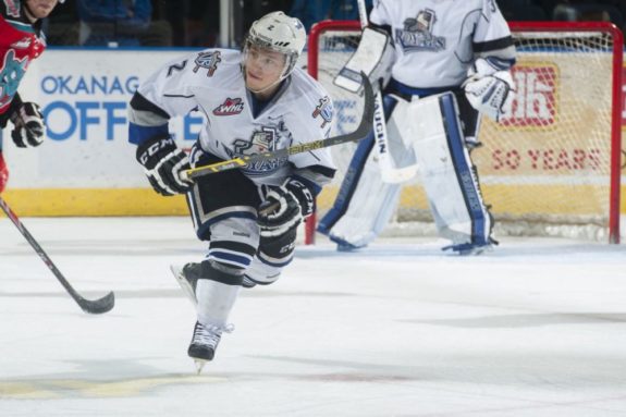 (Photo by Marissa Baecker/Shoot the Breeze) Joe Hicketts of the Victoria Royals enjoyed a breakout campaign, becoming a point-per-game player in the WHL and helping Canada win gold at the world juniors.