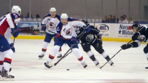 Manson weaves around traffic. Photo Credit: (Aleks Abad/Norfolk Admirals)