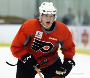 Oskar Lindblom at Philadelphia Flyers development camp. [Photo: Amy Irvin]