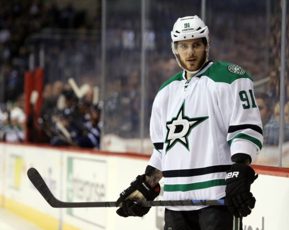 Tyler Seguin waits for puck drop