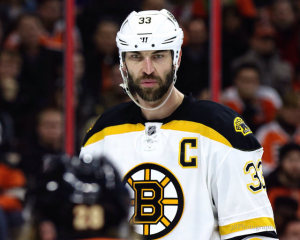 Boston Bruins defenceman Zdeno Chara grows a frightening beard whenever he makes it to the postseason. (Amy Irvin / The Hockey Writers)