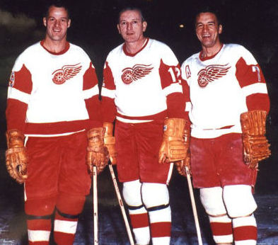 Detroit Red Wings Gordie Howe, Ted Lindsay, and Sid Abel