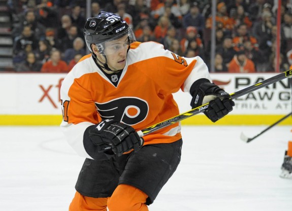 In his brief three-game stint in the NHL, Flyers forward Petr Straka filled in for an ill Michael Raffl by contributing two assists. (Eric Hartline-USA TODAY Sports)