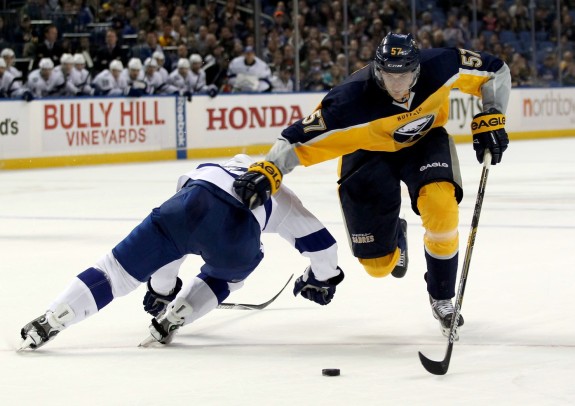 (Timothy T. Ludwig-USA TODAY Sports) Tyler Myers is one of the tallest players in the league at 6-foot-8, but his skating ability remains above average, making him a hot commodity on the trade block. He has the potential to be a real pillar of strength on the Winnipeg Jets' blue-line for the next decade.