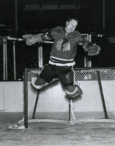 Hawks' Glenn Hall made 45 saves in a scintillating performance.