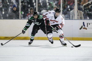 Megna playing in an outdoor game at TD Ameritrade Park. Photo Credit: (Jeff Beiermann/Omaha Athletics)