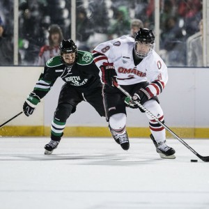 Megna playing in an outdoor game at TD Ameritrade Park. Photo Credit: (Jeff Beiermann/Omaha Athletics)