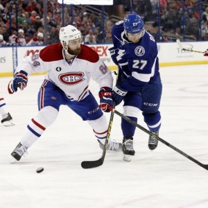 Montreal Canadiens forward Jonathan Drouin and ex-Habs defenseman Greg Pateryn