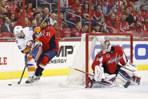 Philipp Grubauer finally saw game action in Edmonton. (Geoff Burke-USA TODAY Sports)