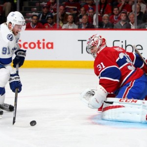 Carey Price and Tampa Bay Lightning forward Steven Stamkos