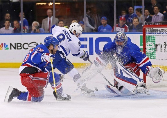 Tyler Johnson tied for the lead in playoff scoring this season, but was never drafted into the NHL (Adam Hunger-USA TODAY Sports)