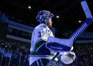 Markstrom, a second round pick by the Florida Panthers in 2008 (31st overall) has never played more than 23 NHL games in a year during his five seasons, which is bound to change next year. (Cecelia Gulius/Utica Comets) 